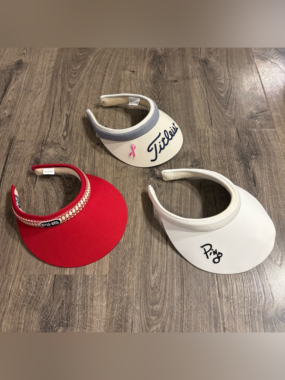 Ping & Titleist Women’s Golf Visors One Size Fits All - Red & White ISSUE